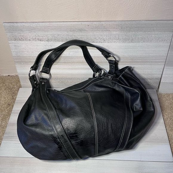 Nine W. large shoulder bag black zip top closure double handles - Picture 7 of 8